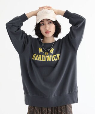 Green Parks カレッジロゴ裏毛チュニック Charcoal Gray