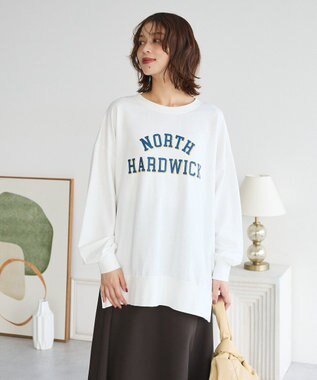 Green Parks カレッジロゴ裏毛チュニック Off White