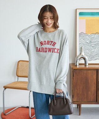 Green Parks カレッジロゴ裏毛チュニック Gray Mixture