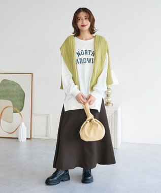 Green Parks カレッジロゴ裏毛チュニック Off White