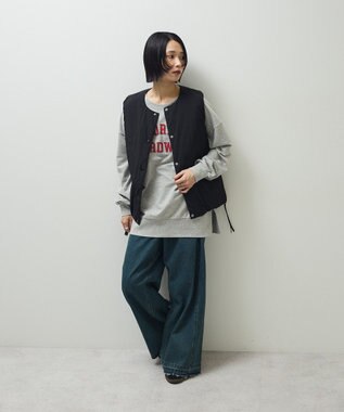 Green Parks カレッジロゴ裏毛チュニック Charcoal Gray