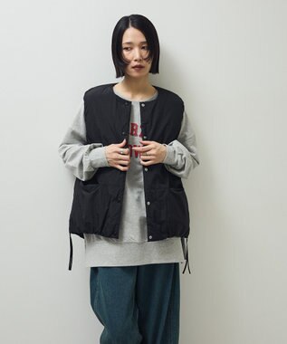 Green Parks カレッジロゴ裏毛チュニック Charcoal Gray