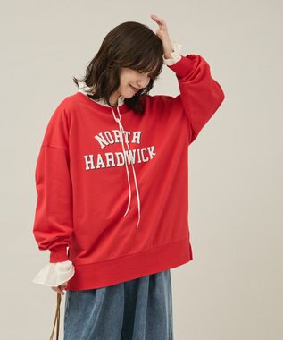 Green Parks カレッジロゴ裏毛チュニック Red