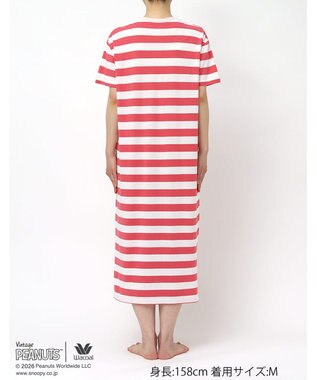 WACOAL PEANUTS ネグリジェ 4分袖 ワンピース 綿100%(本体) スヌーピー レディース FNT166 /ワコール レッド
