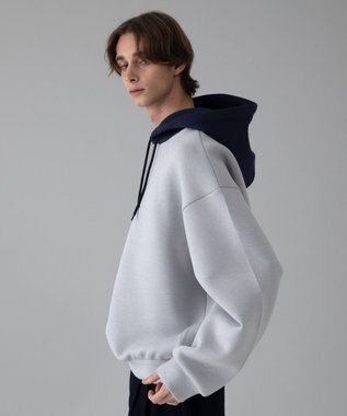 WEGO 【ユニセックス着用ITEM/MLサイズ展開】ワンポイントバイカラープルパーカー ライトグレー