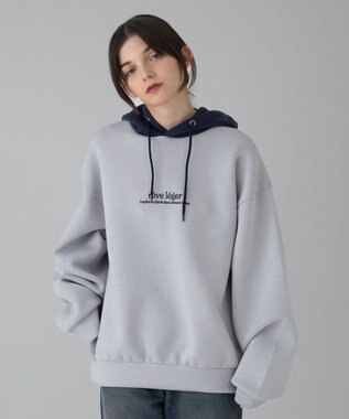 WEGO 【ユニセックス着用ITEM/MLサイズ展開】ワンポイントバイカラープルパーカー ライトグレー