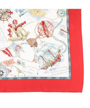 UNBILLION kakatoo アドベンチャー柄シルクスカーフ レッド