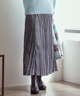 23区 【SLOW/一部店舗限定】リンクルサテン スカート グレー系