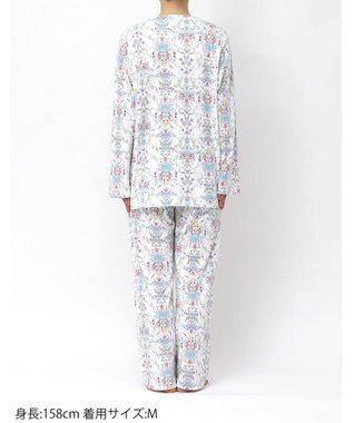 WACOAL パジャマ 長袖 長ズボン 綿100%(本体) ミントン レディース NDX541 /ワコール ホワイト