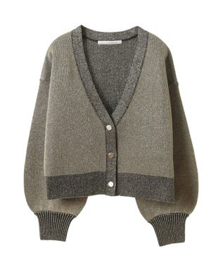 Green Parks ・ＥＬＥＮＣＡＲＥ　ＤＵＥ　ラメＶネックカーディガン Black