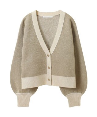 Green Parks ・ＥＬＥＮＣＡＲＥ　ＤＵＥ　ラメＶネックカーディガン Gray Beige