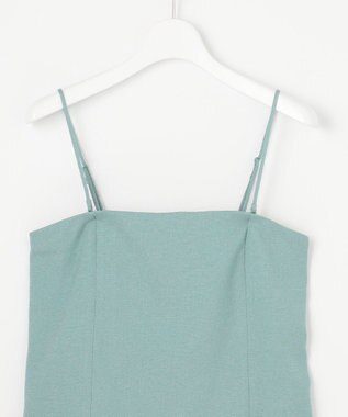 自由区 L 【セットアップ対応・接触冷感・洗える】リネンライクシンセティックキャミ ビスチェ ライトブルー