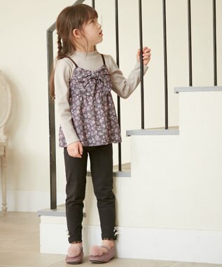 ANY KIDS ポンポン付きパンプス ラベンダー系