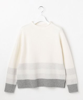 J.PRESS LADIES CAT ブロッキング ニット ライトグレー系