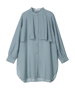 AMERICAN HOLIC バンドカラーフリルシャツチュニック Sax