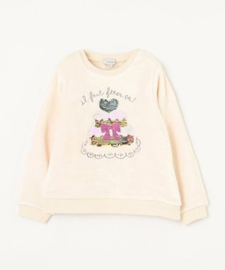 ANY KIDS 両面 フリース スパンコール トレーナー エクリュ×ケーキ