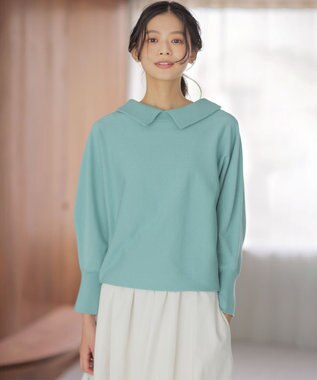 組曲 L 【加藤ローサさん着用・新色追加・前後着用可】スムースストレッチロールネック ニット スモーキーグリーン系