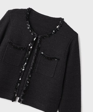 GRACE CONTINENTAL ブレードツイードニットジャケット ブラック