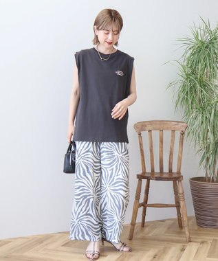 AMERICAN HOLIC ロゴ刺繍ノースリーブプルオーバー Charcoal Gray