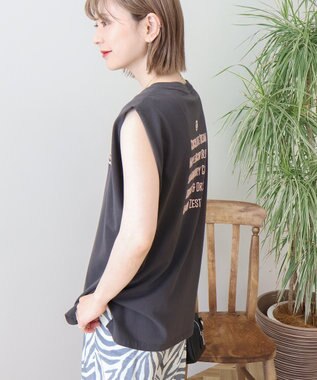 AMERICAN HOLIC ロゴ刺繍ノースリーブプルオーバー Charcoal Gray