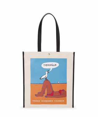 TOPKAPI 【Breath TOPKAPI】サヴィニャック × Breath TOPKAPI アート プリント フラット オーガニックキャンバス トート バッグ オレンジ