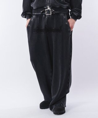 WEGO 【ウエストゴム/ユニセックス着用ITEM】ブリーチハトメスウェットパンツ ブラックその他