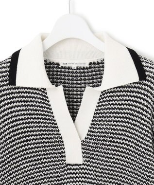 23区 【洗える】ワッフルパターン バイカラー ニット ブラック系