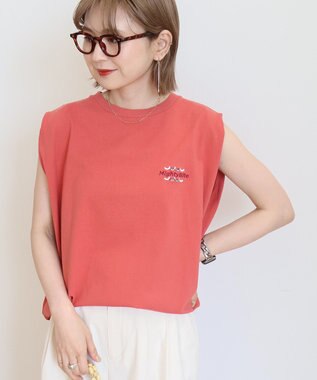 AMERICAN HOLIC ロゴ刺繍ノースリーブプルオーバー Orange