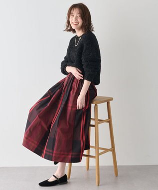 ANY 【ウエストゴム】ビックチェックタフタスカート ワイン