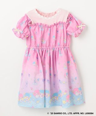 ANY KIDS 【any FAM× リトルツインスターズ 】キキ&ララ オン・オフショルダーワンピース ピンク
