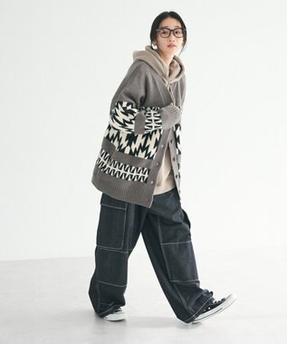 CRAFT STANDARD BOUTIQUE オルテガ柄ニットカーディガン Charcoal Gray