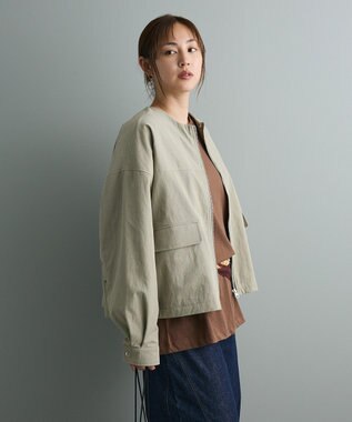 CRAFT STANDARD BOUTIQUE フェイクレザー衿ブルゾン Light Khaki