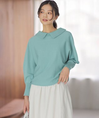 組曲 L 【加藤ローサさん着用・新色追加・前後着用可】スムースストレッチロールネック ニット スモーキーグリーン系