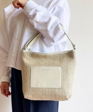Hekhèr Le Style de Vie 【日本製 / 3WAY】ジュート×牛革 ショルダーバッグmedium ホワイト