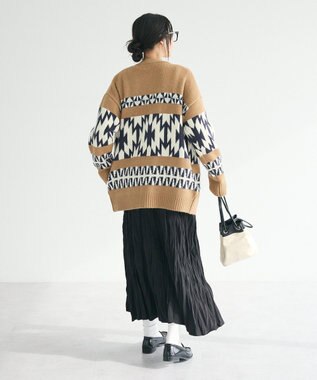 CRAFT STANDARD BOUTIQUE オルテガ柄ニットカーディガン Beige