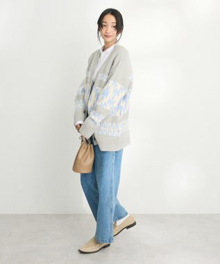 CRAFT STANDARD BOUTIQUE オルテガ柄ニットカーディガン Sax