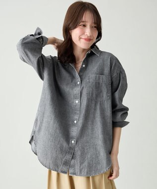 ANY L シアーデニムオーバーシャツ フェードブラック