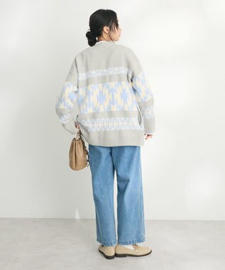 CRAFT STANDARD BOUTIQUE オルテガ柄ニットカーディガン Sax