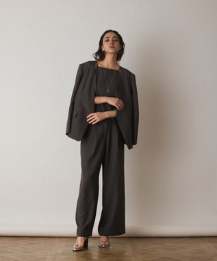 GRACE CONTINENTAL バックシャンノーカラージャケット チャコール