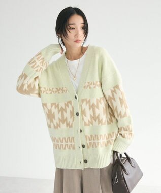 CRAFT STANDARD BOUTIQUE オルテガ柄ニットカーディガン Green