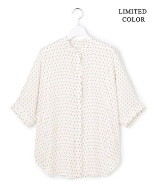 ICB L 【新色追加・WEB限定カラーあり】BackSatinAmunzen 5分袖バンドカラーブラウス