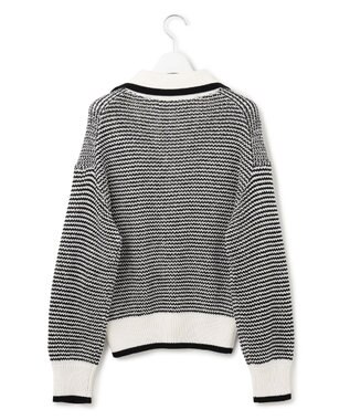 23区 【洗える】ワッフルパターン バイカラー ニット ブラック系