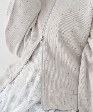 earth music&ecology 【予約】【綿100％】ダブルジップワッフルカーディガン フラワー