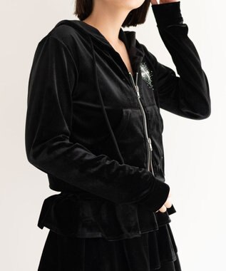 WEGO 【SETUP対応ITEM】ラインストーンベロアWZIPパーカー ブラック