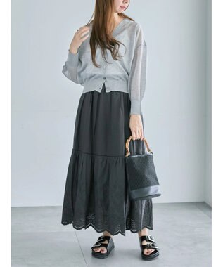 Te chichi Levita14GVネックカーディガン グレー