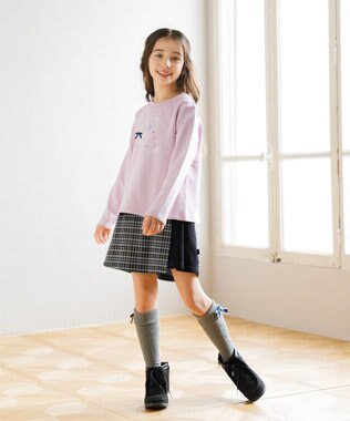 組曲 KIDS 【110-140㎝】オーナメント刺繍 トレーナー ライラック系