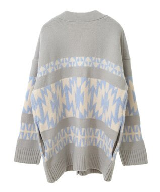 CRAFT STANDARD BOUTIQUE オルテガ柄ニットカーディガン Sax