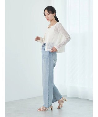 earth music&ecology ＳＥＴ２点メッシュカーディガン＋インナー Ivory