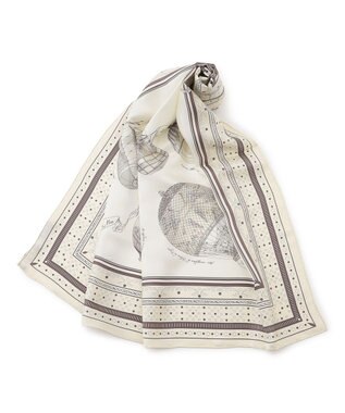 23区 manipuri  バルーンバンダナプリント シルク スカーフ アイボリー系