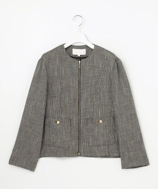 自由区 【洗える】ライトカラミノーカラー ジャケット モノトーン